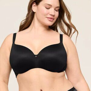 NWT Cacique Lane Bryant Invisibile Backsmoother Bra Black 44C Lined Balconette